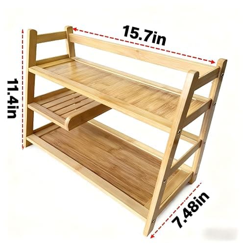 Lnncdsc Bamboo Matcha Station Organizer - Large Capacity 3-Tier Shelf, Easy to Install for Matcha and Coffee Bar Accessories, Perfect for Tea and Coffee Enthusiasts.(wood, large) thumbnail 3