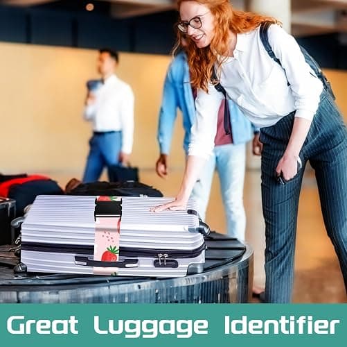 Slohif Luggage Straps for Suitcases Travel Belt Accessories Luggage Connector Identifiers 2 Pack Over Handle with Buckle Unique Nylon Adjustable Strap for Sleeping Bag Car Seat Lovely Strawberry thumbnail 4
