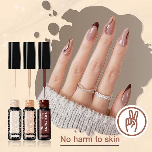 TWOEIGHT Gel Nail Polish Liner Nail Art 12 Colors 8ml UV Lamp Soak-off Polishes Pigmented Autumn Winter Brown Wine Red Collection Thin Brush in Bottle Manicure DIY at Home Salon thumbnail 4