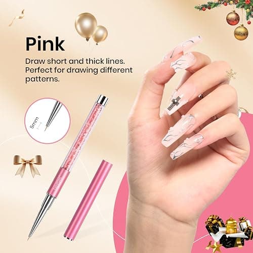 Beetles Gel Polish Nail Art Liner Brushes 5Pcs Painting Art Design Pen Set Diamond Application Rhinestone Handle Dotting Drawing Sizes 5 7 9 11 20mm Nail Design Gift for Women thumbnail 2