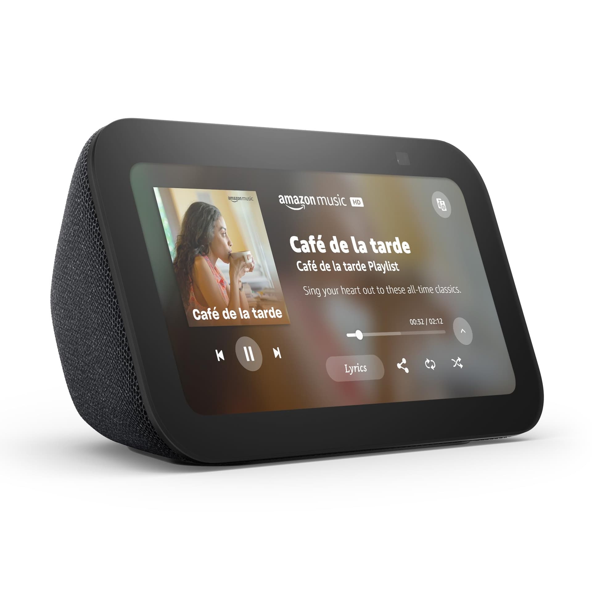 Amazon Echo Show 5 (modelo más reciente), Pantalla inteligente con graves más profundos y sonido más claro, Negro, con el Acceso Anticipado de Alexa+ thumbnail 2