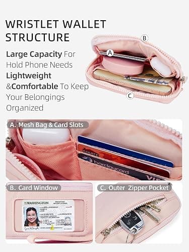 WESTBRONCO Wristlet Wallets for Women – RFID Blocking Quilted Nylon Phone Wallet, Card Holder Purse for Travel & Everyday Use thumbnail 3