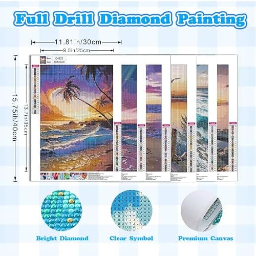 DOTSOPS Diamond Painting Kits Art Adults Painting Kit Crafts DIY 5D Diamond Art Packs Kits Full for Adults Beginner Home Wall Decoration Gift 11.8x15.7 Inches (6 Pack Beach) thumbnail 2