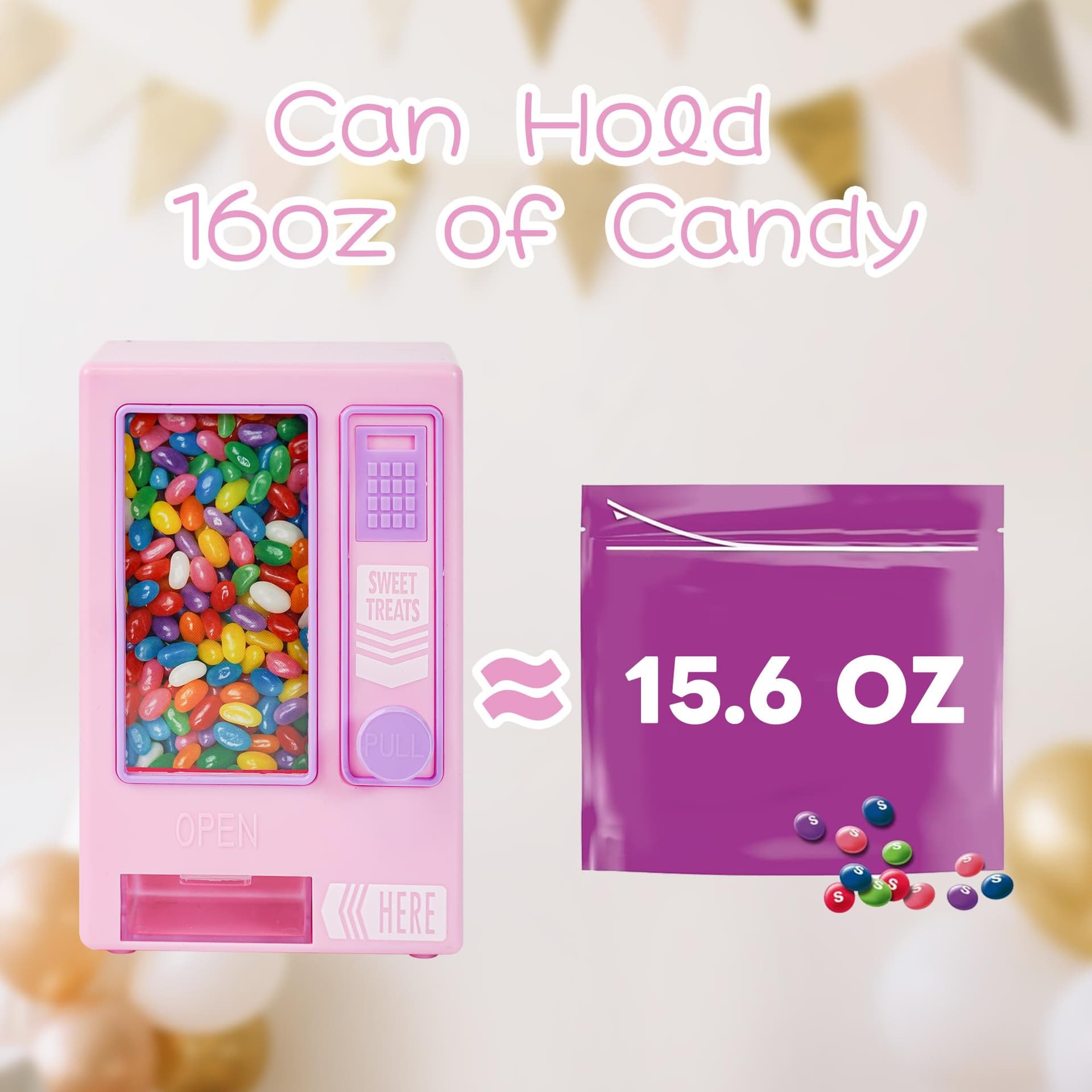 YOBRO Candy Dispenser, Cute Vending Machine for Desktop, Manual Candy Machine, Dispense Mini Candies, Birthday& Girls, Friends Girlfriends (Pink) thumbnail 5