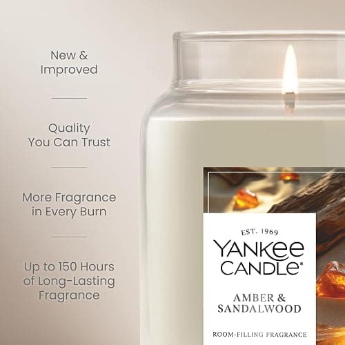 Yankee Candle Amber & Sandalwood, Scented Candle, 22oz Large Jar with up to 150 Hour Burn Time, Giftable thumbnail 4