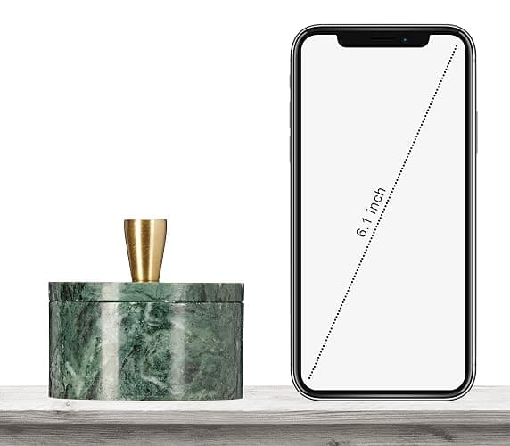 Queenza Green Marble Salt Cellar with Lid & Brass Knob - Natural Marble Spice Container for Kitchen Countertop, Gourmet Salt Holder, Small Decorative Storage Box, Gift for Home Chef thumbnail 4