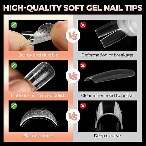 UNA GELLA Nail Tips Short Square, Pre-buff Matte Gel Nails Tips Short Square Nail Tips 120pcs Clear Full Cover False Fake Nails for Nail Extensions DIY Home Salon 12 Sizes for Women thumbnail 6