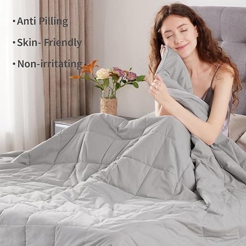 Weighted Blanket Queen Size (60"x80" 20lbs),Ultra Soft and Cozy Cooling Weighted Blanket Queen Size for Adult,Heavy Blanket with Machine Washable Soft Blanket, Stone Grey thumbnail 2