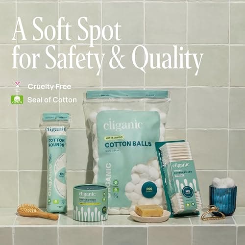 Cliganic Premium Cotton Rounds for Face (300 Count) - Makeup Remover Pads, Hypoallergenic, Lint-Free | 100% Pure Cotton thumbnail 5
