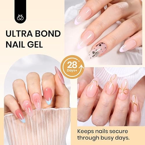Beetles Solid Nail Glue Gel for False Tips, 15g Strong Adhesion for Press on Acrylic Tips, Clear Hard Gel 3D Sculpting for Christmas Nail Art UV Light Cured thumbnail 2