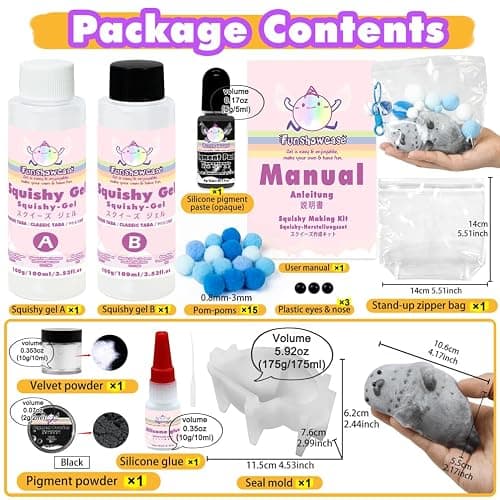 Taba Squishy Kit Seal Silicone Mold 4''+Liquid Gel+Flocking Cute Animal Maker Set thumbnail 2