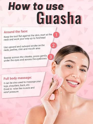 Gua Sha Face Roller Tools: Jade Roller Facial Tools for Skin Care - Facial Massager for Face, Eyes, Neck, Relieve Fine Lines and Wrinkles thumbnail 5