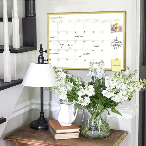 Gold Dry Erase Calendar Whiteboard for wall-18 x24’’,Portable Aluminum Frame,Magnetic Calendar White Board,Wall Planner Dry Erase Board for Office, Kitchen, School, Home-GG-4560 thumbnail 5