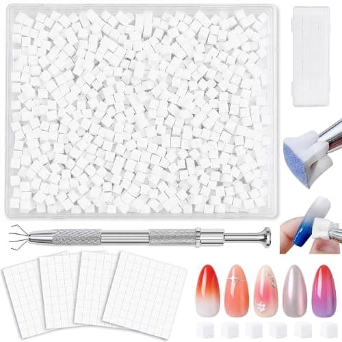 EWVVSS 500-Piece Nail Sponges Mini Disposable Nail Sponges for Ombre & Gradient Nail Art with Picker Tool & Storage Box, Sponge Cubes for Gel Polish Blending, Home and Salon Manicure Supplies - Image 1