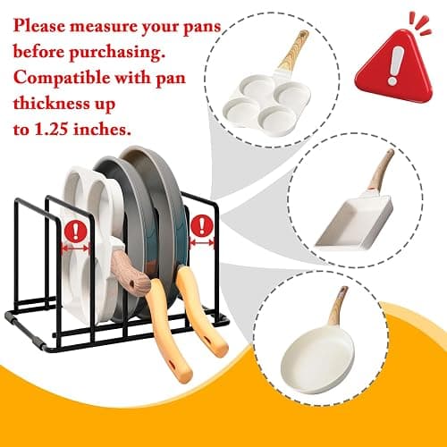 WUGEUSCH Kitchen Pan Organizer and Pot Rack, 5-Slot Steel Holder for Thin Pans, Baking Trays, and Cutting Boards - Space-Saving Storage thumbnail 3