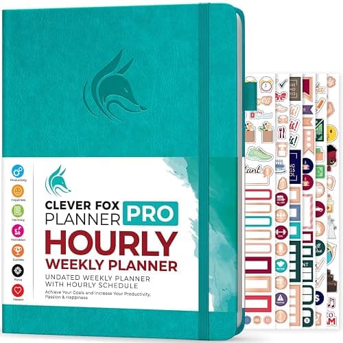 Clever Fox Planner PRO Schedule – Undated Weekly & Monthly Life Planner with Time Slots, Appointment Book & Daily Organizer, A4 (Turquoise) - Image 1