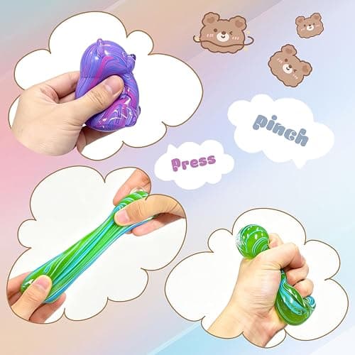 2 Pcs Gummy Bear Squishyies Fidget, Squeeze Stress Balls for Anxiety Relief, Maltose Filled Fidget Toys for Adults, Party Favors, Birthday Gifts, Classroom Prizes & Goodie Bag Fillers (Blue&Purple) thumbnail 4