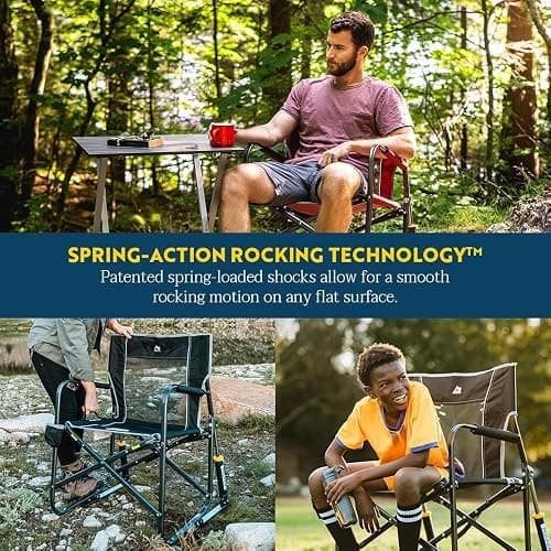 GCI Outdoor Freestyle Rocker Camping Chair | Portable Folding Rocking Chair with Solid, Durable Armrests, Drink Holder & Comfortable Backrest — Indigo Blue thumbnail 4