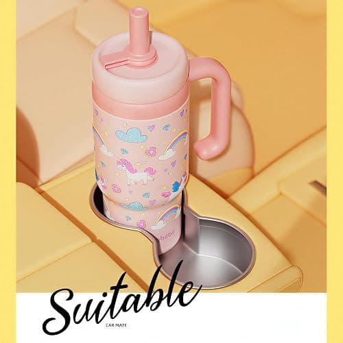 Como bebe Insulated Whale Fountain Sippy Cup, 24 oz 316 food-grade Stainless Leak-Proof Straw,Tumbler with Handle, Fits Car Cup Holders. 2 types lids for Kids, Teens & Adults V3.0 (Green dinosaur) thumbnail 16