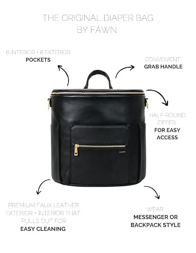 FAWN DESIGN The Original Diaper Bag, Faux Leather Diaper Bag Backpack, Vegan Leather, Large Capacity Baby Bag for Mom thumbnail 2