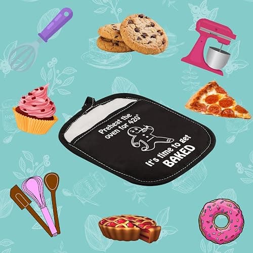 Funny Marijuana Novelty Kitchen Accessories Preheat The Oven for It’s Time to Get Baked Oven Pot Holder with Pocket (Preheat) thumbnail 7