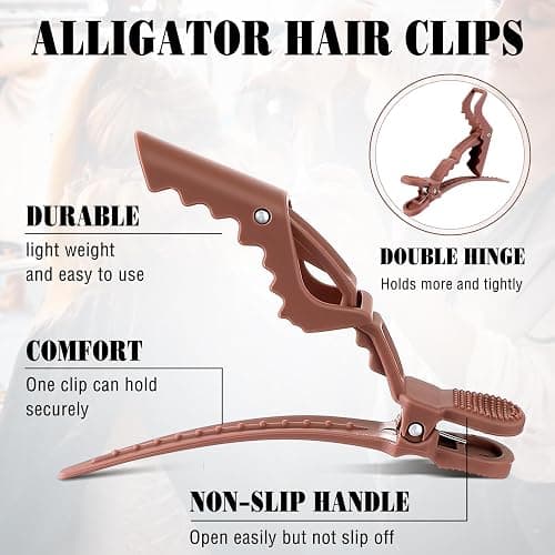 Havawish 12 Pcs Alligator Clips for Hair Styling Matte Alligator Crocodile Clips for Women Hair Sectioning(Brown) thumbnail 3