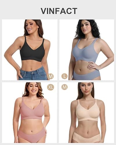 Vinfact 3 Pack Womens Wireless No Underwire Comfort Soft Bras Pullover Jelly Support Seamless Sleep Tshirt Everyday Bralette thumbnail 6
