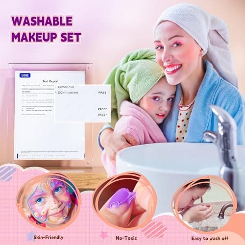 Beayuck Kids Makeup Kit for Girls - Girls Makeup Kit Toys, Real Washable Cosmetic Set with Storage Case, Kids Play Makeup Set for Christmas Birthday Gift 3 4 5 6 8 10 11 12+ Years Old, Purple thumbnail 7