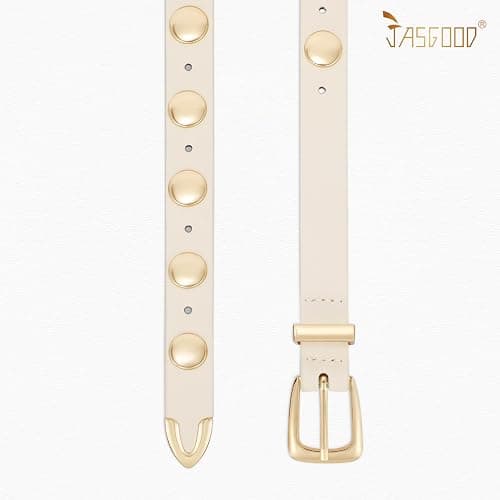 JASGOOD Women Studded Belt Skinny Leather Belt Ladies Thin Waist Belt Fashion Leather Belt for Jeans Pants Dress thumbnail 5