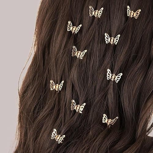 30 Pcs Butterfly Hair Clips Gold Metal Barrettes Claw Clips Strong Hold Non-Slip Alloy Hair Accessories for Women Small Mini Hollow Design thumbnail 4