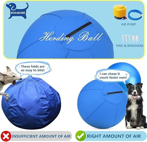Herding Ball for Dogs and Horses - 18" Jolly Ball for Dogs, Agility Training Equipment, Herding for Australian/German Shepherd, Improved Bite-Resistant, Reinforced Sewing Dog Toys - Blue Medium thumbnail 6
