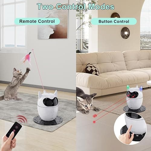 TBTeek Cat Toy, Automatic & Remote Control, 2in1 Rechargeable - Rotating Feather & Dual Light, Cat Toy for Indoor Cats Kittens thumbnail 3
