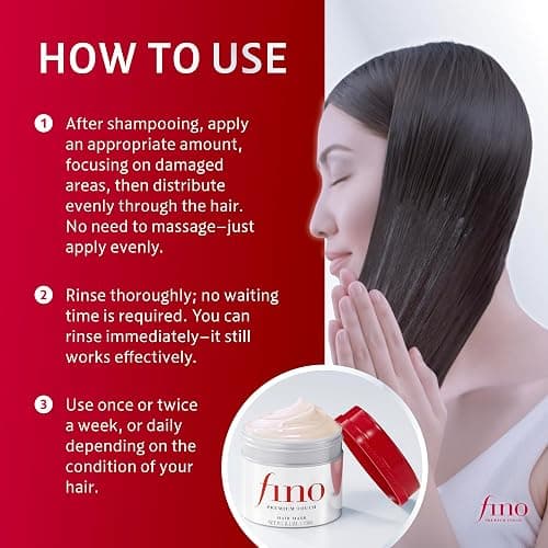 Fino Premium Touch Hair Mask, Deep Repair Japanese Hair Treatment with 8 Serum Ingredients for Dry & Damaged Hair, Silky-Smooth & Hydrated Finish, 8.1 oz thumbnail 8
