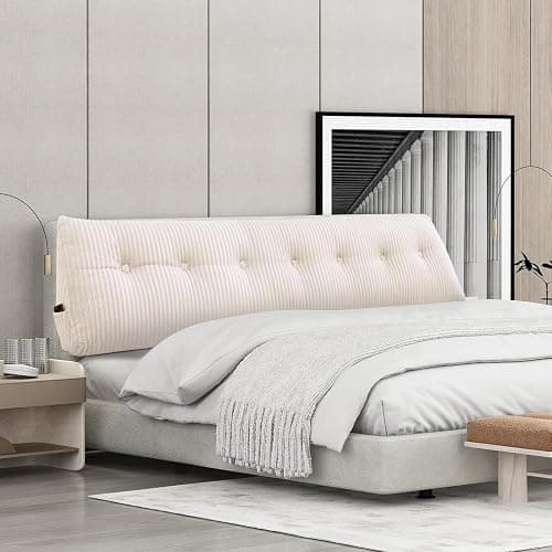Large Headboard Pillow Headboard Wedge Pillow Bed Rest Reading Pillow Bolster Triangular Pillow for Sitting in Bed-Backrest Positioning Support Long Pillow for Daybed (Twin: 40*8*20 Inches ,Beige) - Beige - Twin thumbnail 5