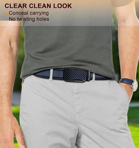 KEMISANT Mens Ratchet Belt 2 Units,Sliding Belt For Gift Mens Dress Casual 1 3/8",Size Adjustable thumbnail 6