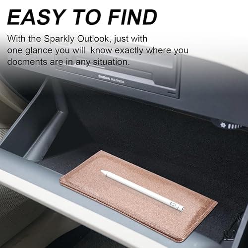 Car Registration and Insurance Holder, Glove Box Organizer，Bling Rose Gold | Car Accessories Cacturism Organizer Women Car Accessories with Magnetic Shut for Cards, Essential Document, Driver License thumbnail 8