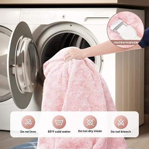 MAXEVE Heated Blanket Electric Throw 50"x60" Faux Rabbit Fur Blankets with 6 Heating Sets & 12 Hours Auto Off, Warm Gifts for Grandma Wife, ETL Certification thumbnail 7