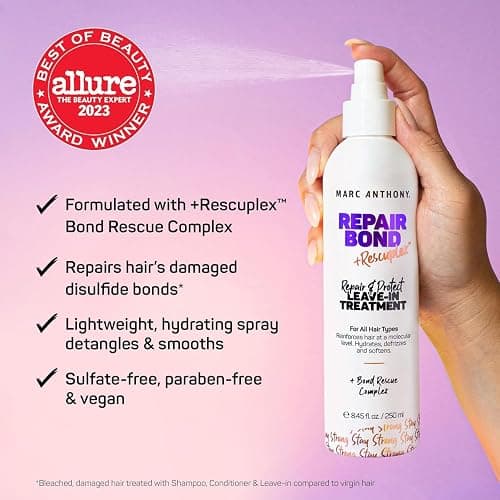 Marc Anthony Repairing Leave-In Conditioner, 8.45 fl oz - Repairs, Strengthens & Maintains Bonds within Hair - Eliminates Frizz, Flyaways & Reduce Breakage - Dry & Damaged Hair thumbnail 4