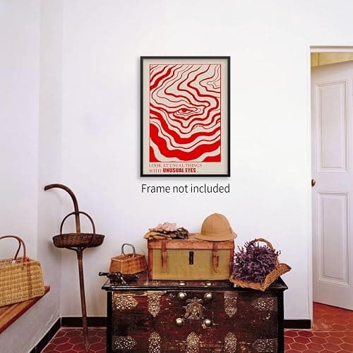 Medpol Retro Red Abstract Eye Canvas Wall Art Vintage Hippie Trippy Poster Affirmation Quotes Wall Decor 60s 70s Psychedelic Quirky Prints for Apartment 12x16 inch Unframed thumbnail 5