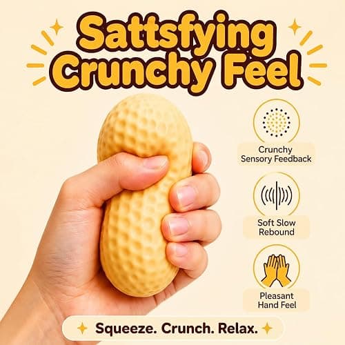Crunchy Peanut Squishies ASMR Toy, Bead Filled Realistic Bar Stress Ball | Soft Sensory Play Moldable Squishies body is easy to press, stretch, and reshape for relaxing hands-on play thumbnail 5