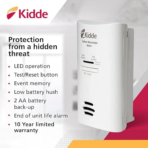 Kidde Carbon Monoxide Detector, Plug In Wall with AA Battery Backup, Test-Hush Button thumbnail 2