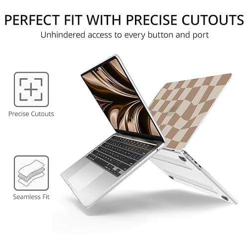 Anban Compatible with MacBook Air 13 inch Case 2025 2024 2023 2022 M4 M3 M2 A3240 A3113 A2681, Plastic Hard Shell Case for MacBook Air 13.6 inch + Keyboard Cover + Screen Protector, Brown Checkered thumbnail 5