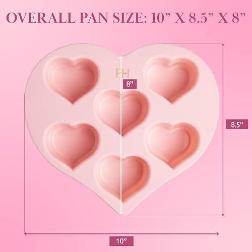 Paris Hilton Heart Silicone Cake Pan, Nonstick Heart Shaped Mold, Oven Safe Bakeware for Cakes, Brownies, and Desserts, 6-Cup, Pink thumbnail 2