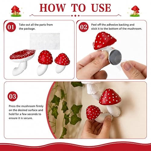 Yerliker 7 Pcs Mushroom Magnets for Fridge Resin Mushroom Floating Wall Shelf with Moss Aesthetic Fairy Party Decorations for Refrigerator Kitchen Cottage Room Bedroom Decor thumbnail 3