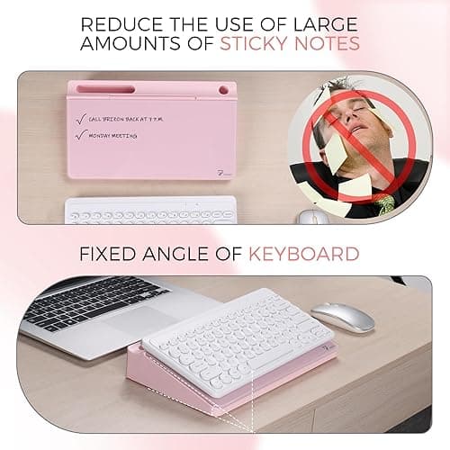TOWON Small Compact Glass Desktop Whiteboard with Storage – 12 x 7 in Dry Erase Board for Desk, Home Office, School | Includes 5 Markers, Eraser & Holder | Space-Saving Organizer, Aesthetic Pink - Pink Compact thumbnail 5