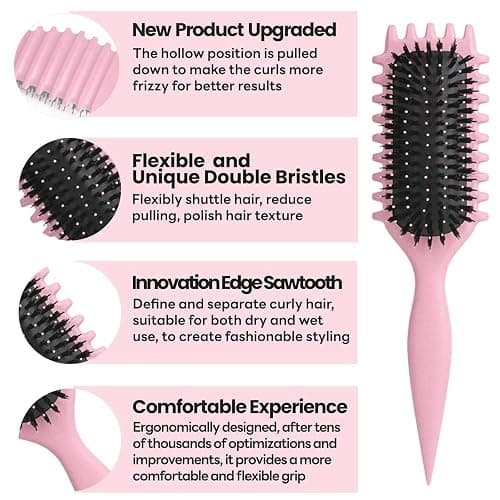 Curl Defining Brush，Newest Boar Bristle Styling Brush for Curly Hair,Detangle, and Enhance Curls for Both Women and Men, Minimizing Pulling (#2, 135g) thumbnail 2
