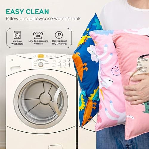 Cottonblue Toddler Pillow Set with Organic Cotton Pillowcase, Pink Unicorn, 14x19 inches, Machine Washable thumbnail 7