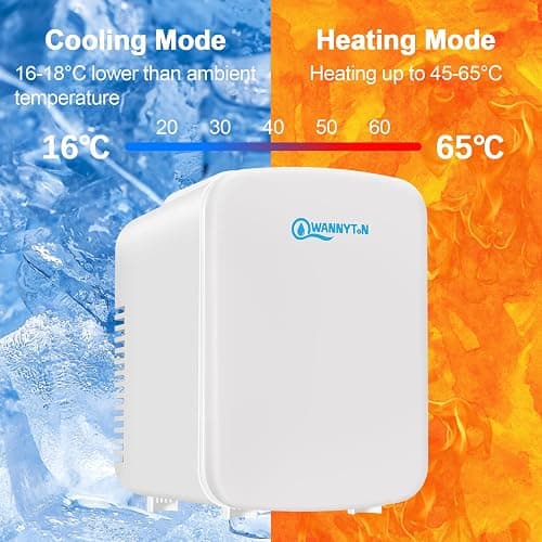 WANNYTON Mini Kühlschrank 4 Liter / 6 Dosen, Tragbarer Kleiner Kühlschränke mit Kühl- und Heizfunktion, Getränkekühlschrank für Zimmer Auto Büro, AC 220-240 V, DC 12 V, Weiß thumbnail 5
