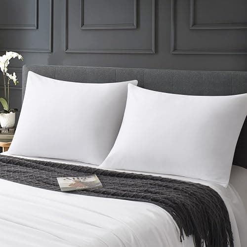 LOSAFEFE 100% Cotton Zippered Pillow Cases Standard Size Set of 2, Super Soft & Breathable Pillow Protectors with Zipper, White Pillow Case Covers 20x26 Inches thumbnail 7