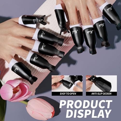FANDAME Gel Nail Polish Remover Tools Kit, 10 PCS Nail Polish Remover Clips Black, 100ml Nail Polish Remover Bottle, 500PCS Cotton Pad, Nail Brush, Cuticle Pusher, Nail File, Buffer Block Tools kit thumbnail 6